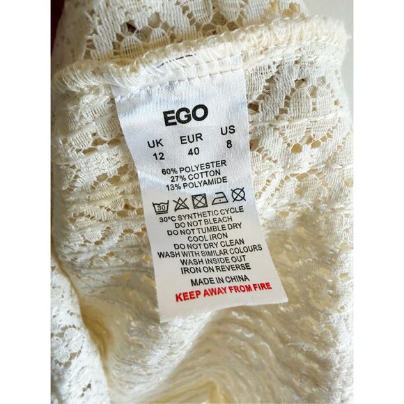 New EGO Extreme Plunge Mini Bodycon Dress In Cream Texture Size 8 - Picture 9 of 9